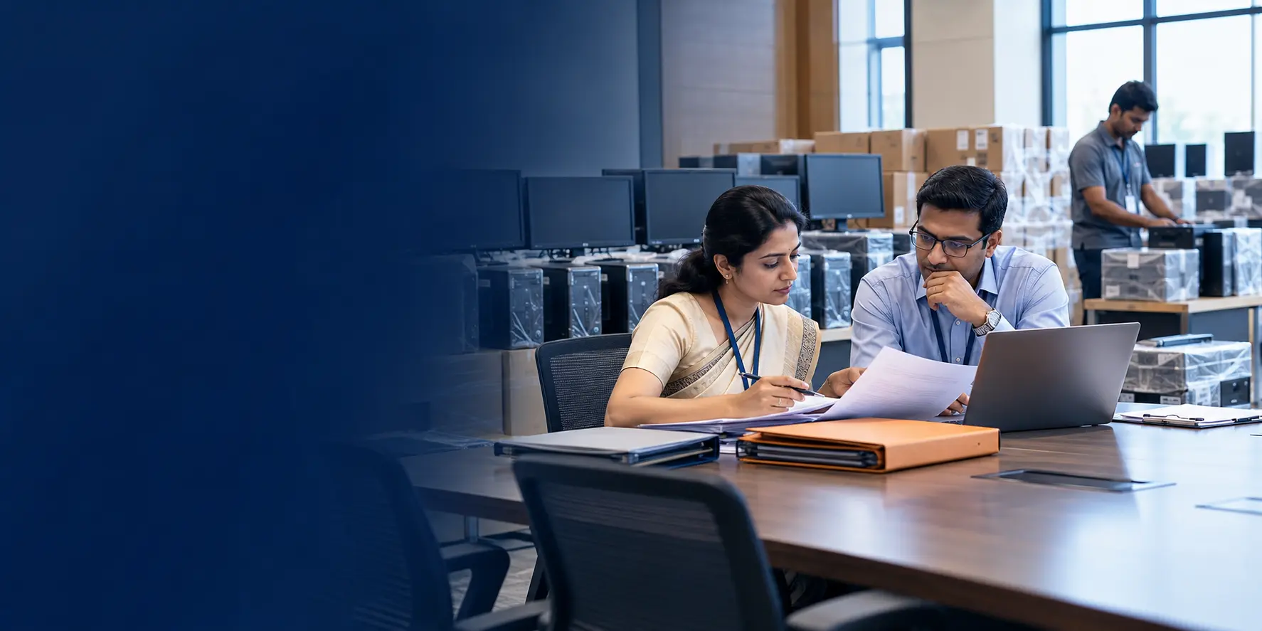 Indian public-sector procurement and IT professionals reviewing an IT BOQ before deployment